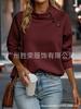 2025 Nuevo Comercio Exterior Transfronterizo Ropa Europea y Americana Estación Independiente Wish Aliexpress Popular Sudadera de Cuello Alto Acolchada de Color Puro