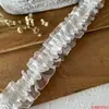 Ropa de encaje pliegues doble capa elástico ribete de encaje estilo pequeño aroma pliegues cuello de abrigo material banda elástica auxiliar cinta