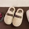 Pantuflas de Algodón Cálido con Suela Gruesa, Punta Cerrada, para Mujer 2026 Invierno Nuevas Versátiles de Moda Casual Ligeras de Piel