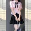 Camisa Branca de Verão Feminina Estudante Camisa de Manga Curta de Verão Saia Plissada conjunto Puro Desejo Uniforme JK Estilo Universitário Estilo Japonês