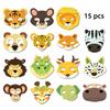 Decoração de Festa de Aniversário de Bebê Dia das Crianças do Jardim de Infância Arranjo Pai-Filho 15 Máscaras de Animais Selvagens