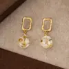 Pendientes de Flor Real de Nuevo Estilo Creativo Transfronterizos Nomeolvides para Mujer, Pendientes de Flor de Resina Seca de Moda en Forma de Gota de Agua de Alta Gama