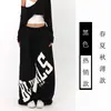 Traje Americano Moderno Feminino Verão Novo Calça Esportiva Solta com Letras Hot Girl Hip Hop Dança de Rua Calça de Perna Larga com Caimento
