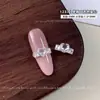 Anillo de diamante de huevo de paloma de zirconia brillante, arte de uñas con diamantes apilados, anillo versátil de lujo ligero sin base, anillo blanco translúcido, arte de uñas con diamantes apilados