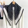 Lenço Quadrado de Gaze de Seda com Bolinhas Francesas Estilo Coreano para Mulheres Versátil para Verão Viagem Fotografia Lenço de Cabeça Proteção Solar Lenço Fino