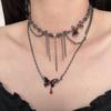 Collar colgante de mariposa de diamante dulce, fresco y especiado, con borla, cadena para clavícula, moda de lujo ligero, tendencia europea y americana, diseño de nicho con sentido