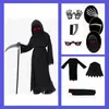 Cosplay transfronterizo de Halloween guadaña de la Parca ojos rojos luminosos disfraz Festival de los Fantasmas estilo europeo y americano disfraz para actuación infantil