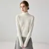 Novo suéter de cashmere de gola alta para mulheres, suéter base de malha de cashmere de manga comprida, top casual simples de cor sólida para o dia a dia