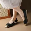 Sapatos de salto baixo populares e estilosos, estilo francês, novos sapatos Mary Jane rasos estilo chinês vintage para mulheres