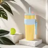 Taza de Hielo Taza Térmica para Mujeres, Taza de Café para Coche de Gran Capacidad, Taza con Popote de Acero Inoxidable 316, Regalo de Negocio