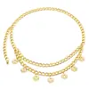 Joias de moda europeias e americanas transfronteiriças metal Girassol rosto sorridente pingente corrente de cintura feminina retro multicamadas corrente corporal atacado