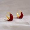 Pendientes en forma de U de color rojo vino de alta calidad Diseño antiguo francés pendientes de gota de agua nuevos pendientes vintage de otoño e invierno