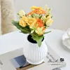 Planta en maceta miniatura de rosa en botón, flores artificiales para decoración del hogar, follaje artificial, decoraciones para bodas y fiestas, adornos de interior, plantas en maceta simuladas