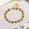 Pulsera de trébol de cuatro hojas de titanio y acero de lujo exquisito, totalmente pavimentada con diamantes, pulsera de circón con trébol de cuatro hojas colorido de lujo ligero