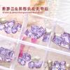 Nail de celebridade da internet Roxo cristal formato pontiagudo diamante Cor super brilhante Coração torto borboleta Vidro roxo diamante grande acessórios