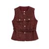 Aliexpress Comercio Exterior Transfronterizo Venta al Por Mayor Ropa Europea y Americana 2025 Verano Nuevo Estilo Pequeño Aroma Cinturón Multicolor Chaleco Decorativo