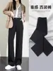 Nuevos Pantalones de Traje Rectos para Mujer 2025, Pantalones Largos de Verano, Negros, de Cintura Alta, Ajustados, Delgados, Pierna Ancha Estrecha, Otoño