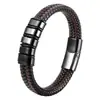 Pulsera Antiestática para Hombre de Negocios Acero Inoxidable Cuero Estilo Retro Nuevo Europeo y Americano Pulsera Tejida Magnética para Hombre Venta al por Mayor