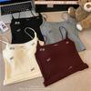 Camisola de otoño e invierno con lazo para mujer, de una pieza, sexy, ajustada, adelgazante, con base interior y almohadilla para el pecho