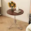 Mesa Lateral Redonda Pequeña Sencilla, Mesa de Café Pequeña Estilo Ins Vintage, Mesa de Esquina para Sofá de Madera Maciza para Sala de Estar, Mesita de Noche Creativa Nórdica
