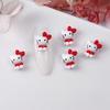 Arte de uñas de cuero negro Hello Kitty KT Bow Tridimensional Wear Armor Resin Mini HelloKitty Cat Bow Tie Rosa