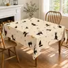 Nova toalha de mesa de Halloween transfronteiriça, poliéster estilo gótico escuro com estampas de abóbora e corvo, toalha de mesa para festa de feriado