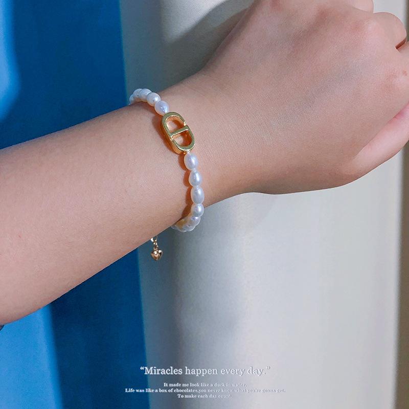 高级感简约天然淡水珍珠手链小众轻奢14k注金编织