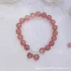 Pulseira de Cristal Rosa Natural Pulseira de Cristal Morango Flor de Pessegueiro Sorte Transferência Design de Nicho