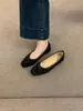Primer Encuentro: Zapatos planos Mary Jane Ji Wanwan para mujer, punta cuadrada, corte bajo, gamuza, lazo, estilo nuevo 2026, sin cordones