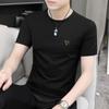 Camiseta Masculina de Verão Nova Casual Modal com Gola Redonda Manga Curta Secagem Rápida Fina Tendência Camada Externa Meia-Manga