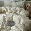 Juego de cama de cuatro piezas estilo Ins hecho de algodón puro, apto para madres y bebés, Clase A, para dormir sin ropa, incluye sábana bajera y funda de edredón, juego de tres piezas para estudiantes de dormitorio, estilo sábana bajera ajustable