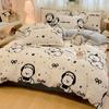 Conjunto de Quatro Peças de Cama de Veludo Leite Espessado para Outono e Inverno Capa de Edredom de Veludo Coral Dupla Face Lençóis de Cama de Fleece de Flanela Conjunto de Três Peças