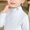 Camiseta interior bordada de estilo extranjero para niños Primavera y Otoño Nueva para Niñas bebé cuello alto cálida interior ropa infantil chaqueta al por mayor