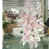 Arreglo floral de piso para boda, decoración de fila de flores rosas, flores de boda, flores artificiales, decoración de pasillo, ambientación, arte floral de escenario T