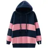 Suéter con Capucha de Punto Suave y Cera, Rayas en Contraste, Estilo Coreano, Holgado, Pulóver para Mujer, Nuevo Abrigo de Otoño e Invierno, Top Suéter Versátil