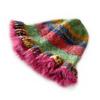 Sombrero de cubo a rayas con degradado de color personalizado para niños, sombrero de lana de color contrastante estilo coreano, sombrero de pescador, sombrero de punto de felpa