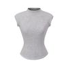 Camiseta Regata Moderna e Estilosa com Gola Meio Alta para o Verão, Top Versátil Curto Slim Fit Liso