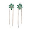 Moda Europea y Americana Street Shooting Pendientes Largos con Cadena de Garra y Borla Pendientes de Fiesta de Aleación con Diamantes para Damas Personalidad Elegante