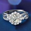 Yihua Anillo de Flor Grande de Diamante Girasol 2 Quilates Diamante Moissanita Simulado Color D Anillo de Promesa Ajustable Anillo de Diamante de Compromiso