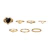 Anel de Falange Novo Estilo Transfronteiriço com Diamantes e Anel de Coração de Cristal com Gotejamento de Óleo para Mulheres, Anel de Falange como Presente para Melhor Amiga