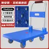Carro de Mano de Tablero de Plástico, Carro Plano, Carro de Carga, Carrito de Empuje Pequeño, Carrito Plegable con Barandilla, Remolque Silencioso, Carrito de Empuje de Tubo Cuadrado, Carro de Carga