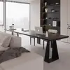 Escritorio de Madera Maciza Negra para Uso Doméstico en la Sala de Estar, Mesa Horizontal Minimalista de Estilo Italiano Detrás del Sofá, Mesa Larga para Dos, Escritorio de Estudio, Escritorio de Oficina