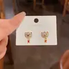Pendientes Creativos de Tigre Pequeño con Microincrustaciones de Zirconia de Alta Gama para Nicho, Estilo Chino Moderno, Pendientes Pequeños y Delicados para el Año de Nacimiento