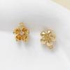 Banhado a cobre ouro 18K incrustado zircão requintado tridimensional de cinco pétalas flor Stamen pingente diy handmade pulseira colar acessórios