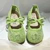 Sapatos de Malha Respirável Doces Estilo Francês para Meninas 2026 Novo Modelo de Verão com Estampa de Fogos de Artifício e Laço Sapatos de Princesa para Combinar com Vestido