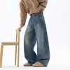 Jeans rectos de moda estilo americano para hombre, nuevo modelo 2026, pantalones anchos casuales versátiles de corte limpio y holgado