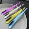 Tenedor de Fruta de Titanio Puro, Cuchara de Postre, Cuchara para Helado de Doble Propósito, Tenedor de Dos Púas para Postre de Pastel Casero, Cuchara para Yogur, Tenedor para Pastel de Luna