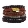 Nova Joia Transfronteiriça Pulseira Masculina Simples Retrô de Couro Conjunto Europeu e Americano de Quatro Peças Multicamadas Pulseira Tecida à Mão