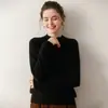 Nova Camisa de Lã Feminina Estilo Coreano Outono e Inverno Gola Alta Meia Preguiçosa Manga Longa Solta Suéter de Malha Cashmere