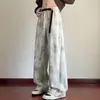 Pantalones tie-dye estilo americano para hombre, nuevo estilo moderno primavera-verano, elegantes y con caída, talla grande, pierna ancha, casual